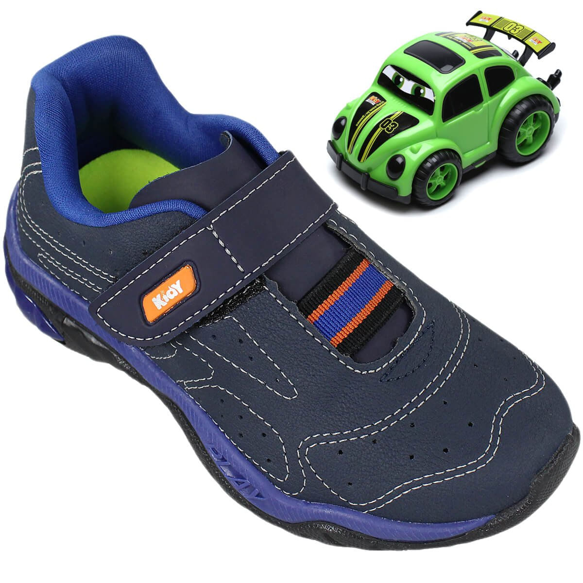 Tênis Infantil Kidy Play Respi-Tec Marinho/Laranja Azul
