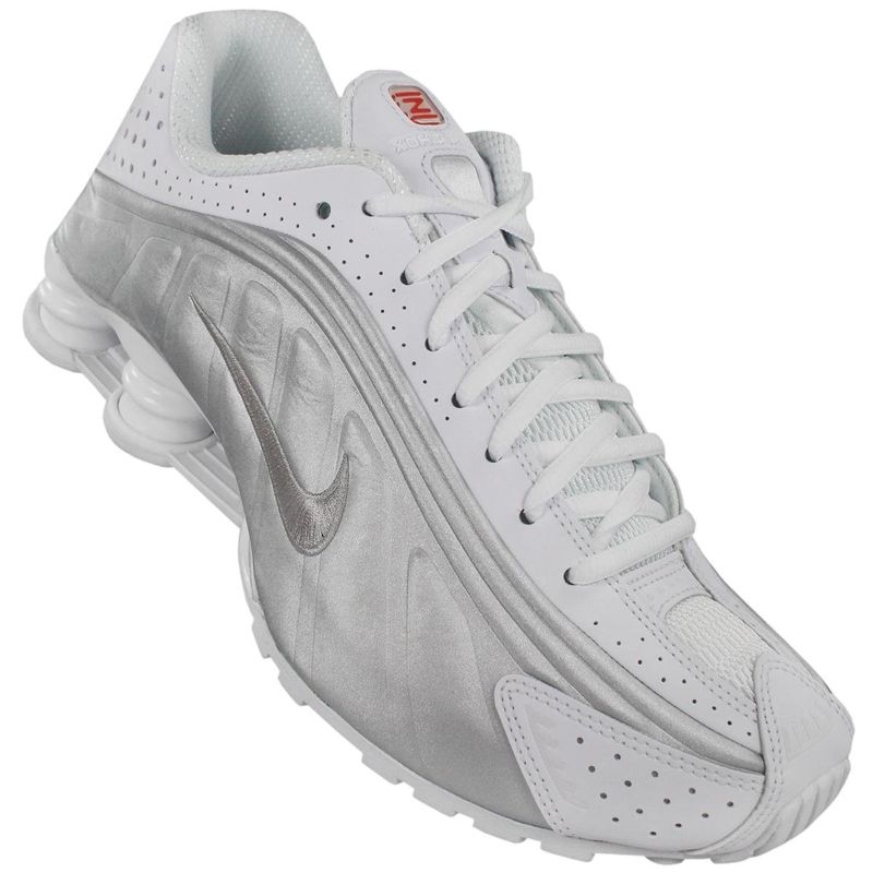 nike shox r4 branco e prata