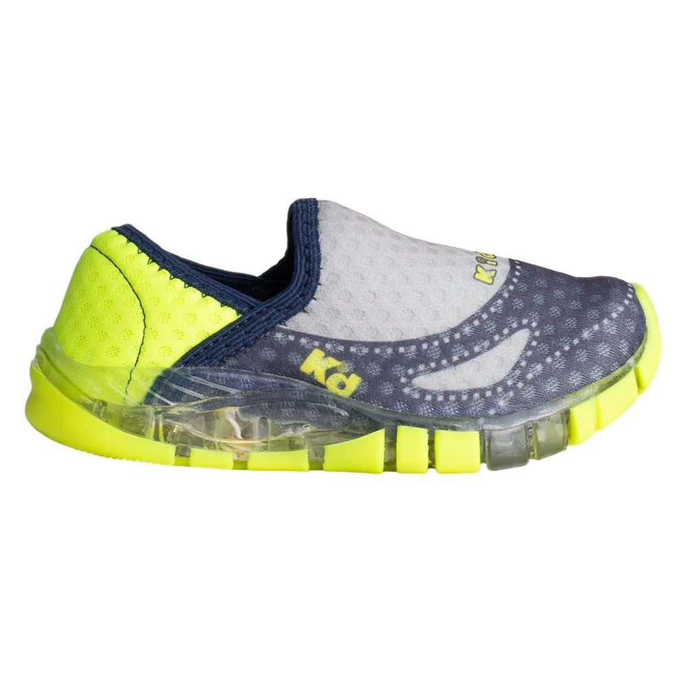 Tênis Infantil c/ Led Kidy Flex Light Menino Marinho/Amarelo Azul