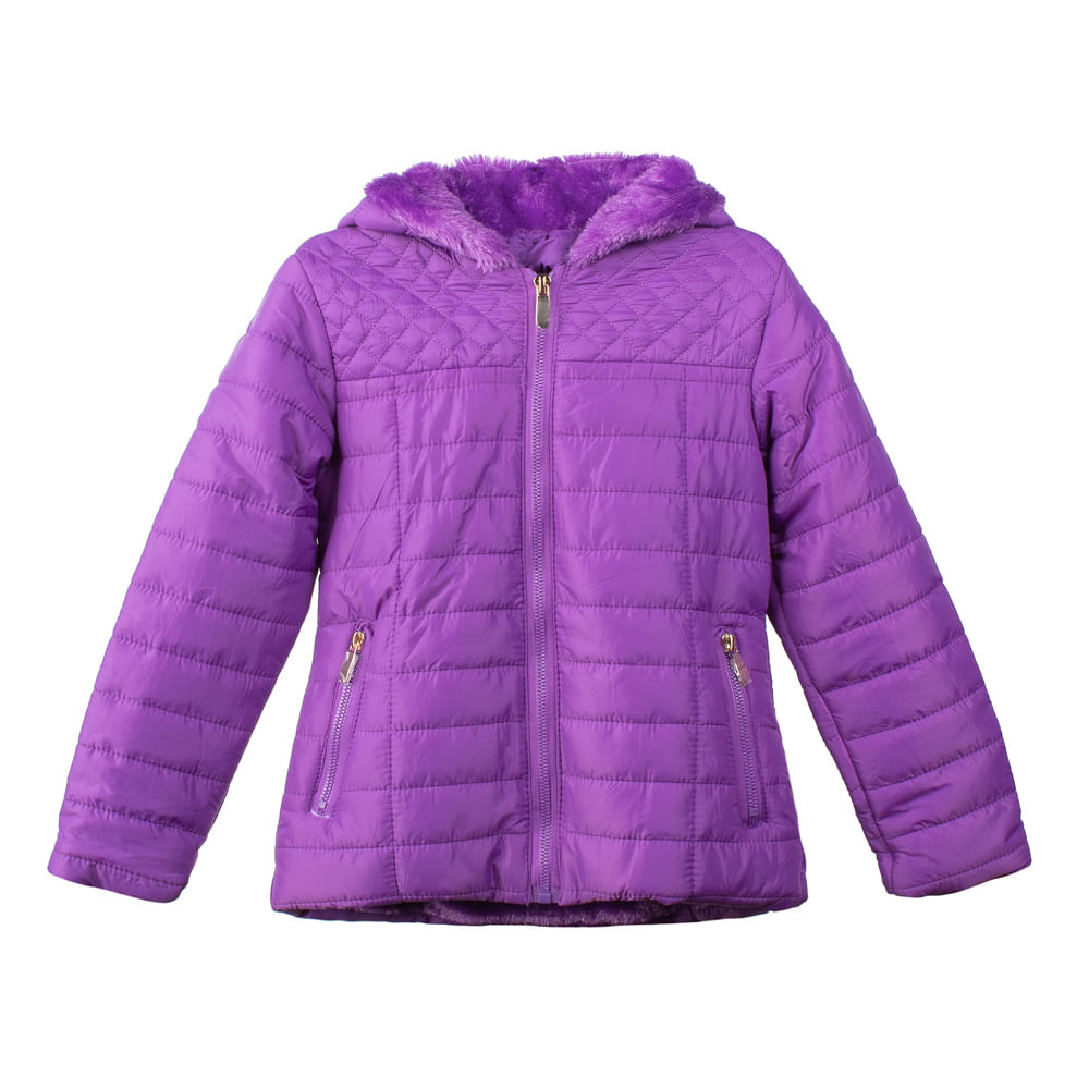 Jaqueta Puffer Infantil Sea Surf Matelass\u00ea com Pelinhos Roxo , envio ...